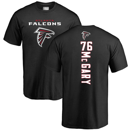 Atlanta Falcons Men Black Kaleb McGary Backer NFL Football #76 T Shirt->nfl t-shirts->Sports Accessory